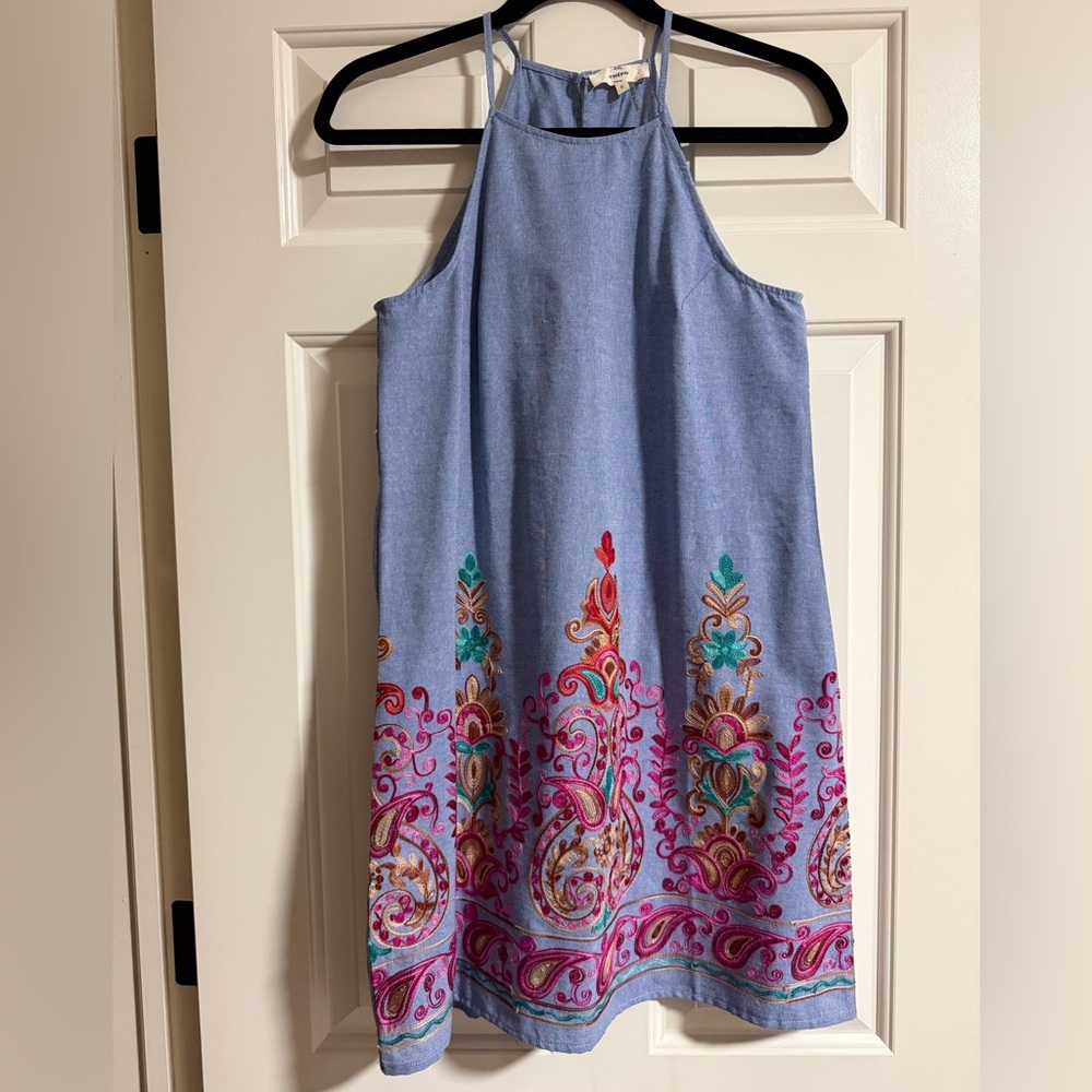 Entro Light Blue Embroidered Dress